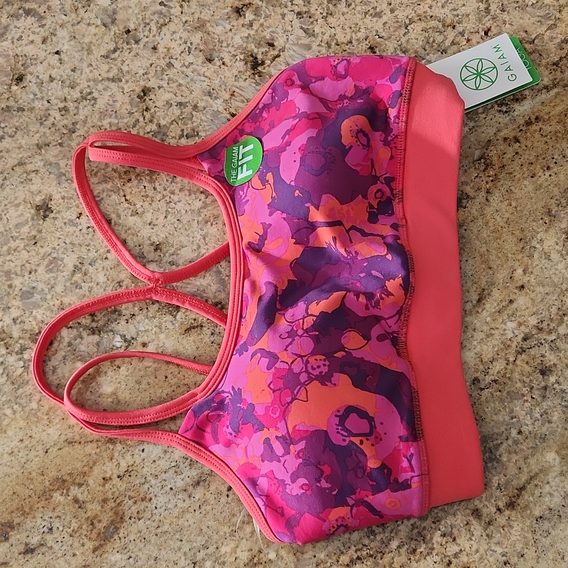 Gaiam Abstract Floral Print Sports Bra. New Nwt!